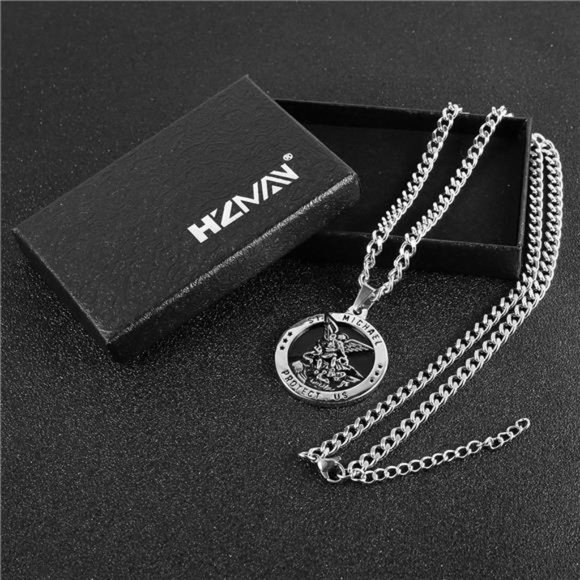 St Michael The Archangel Catholic Medal Stainless Steel 22+2" Chain - Picture 4 of 6